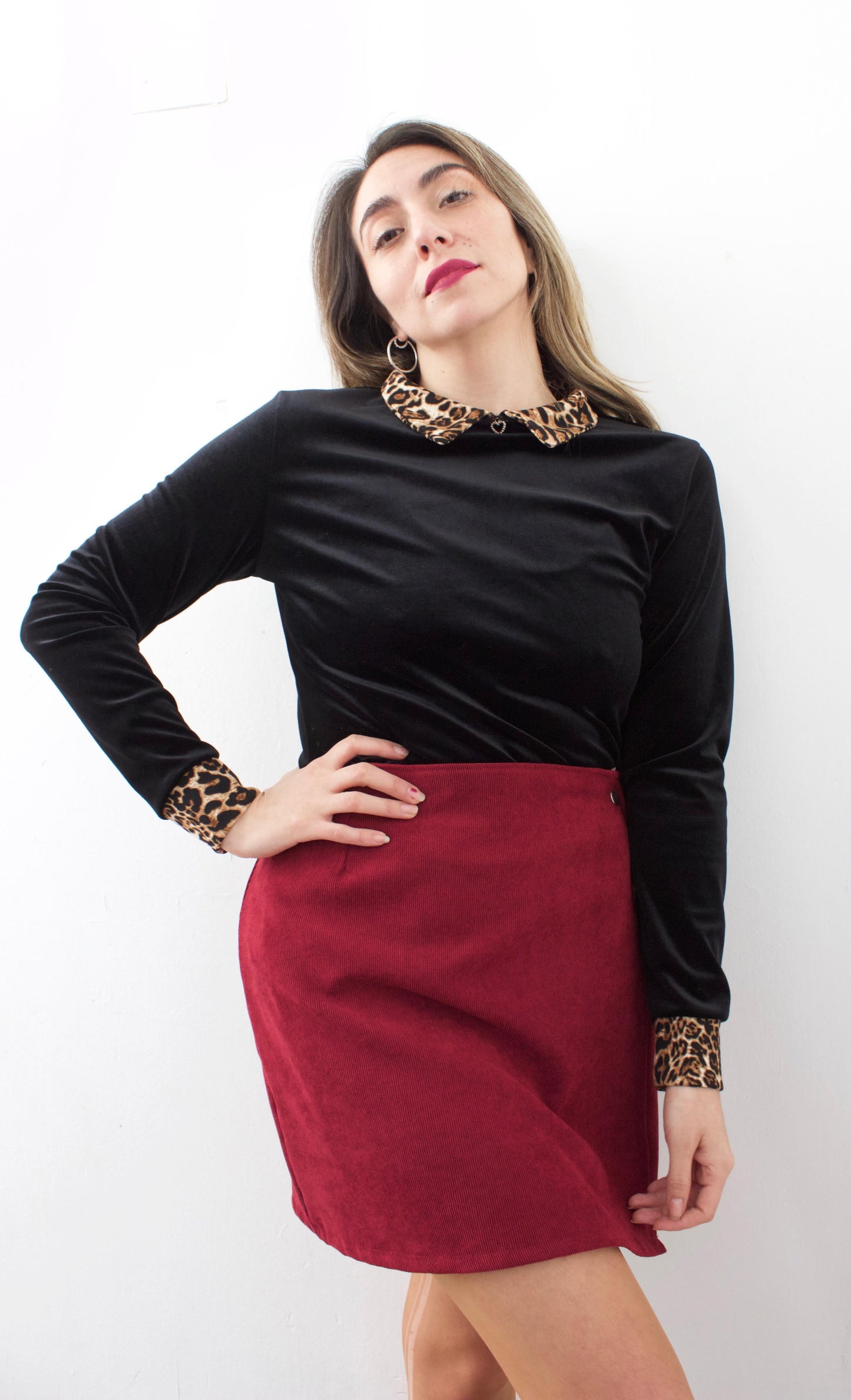 FALDA CRUZADA COTELÉ BURDEO