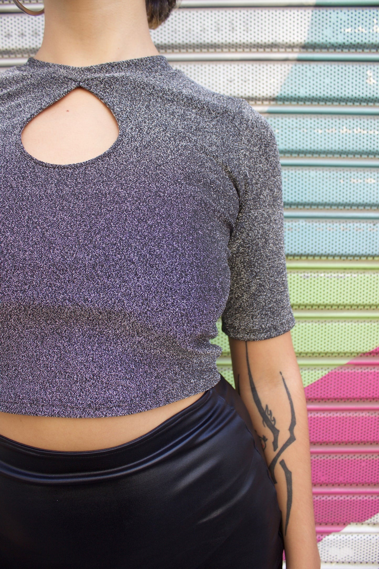 TOP GLITTER PLATEADO