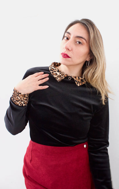 POLERA VELVET CUELLO PRINT