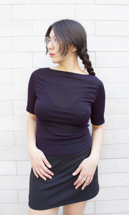 POLERA GLITTER BRILLOS MORADOS