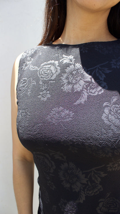 VESTIDO MINI ROSAS NEGRAS