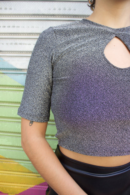 TOP GLITTER PLATEADO