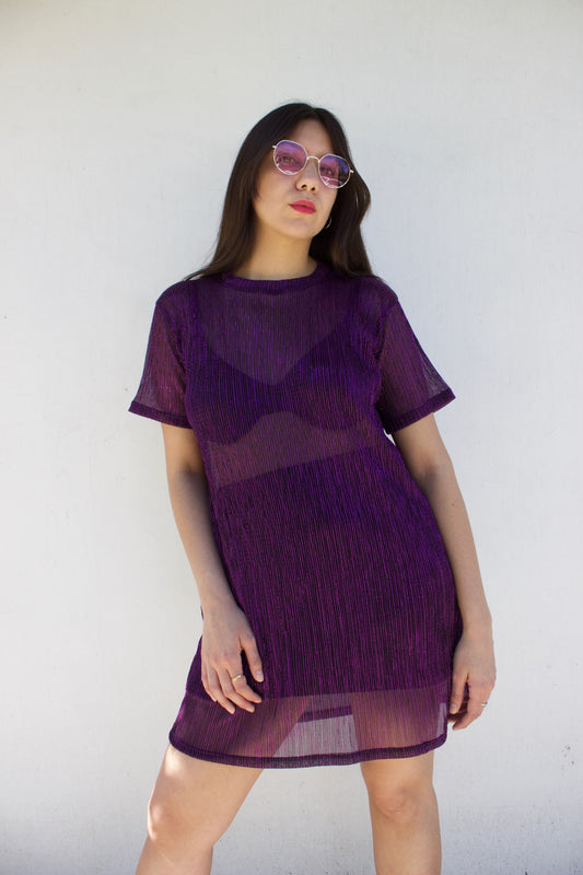 VESTIDO PLISADO MORADO