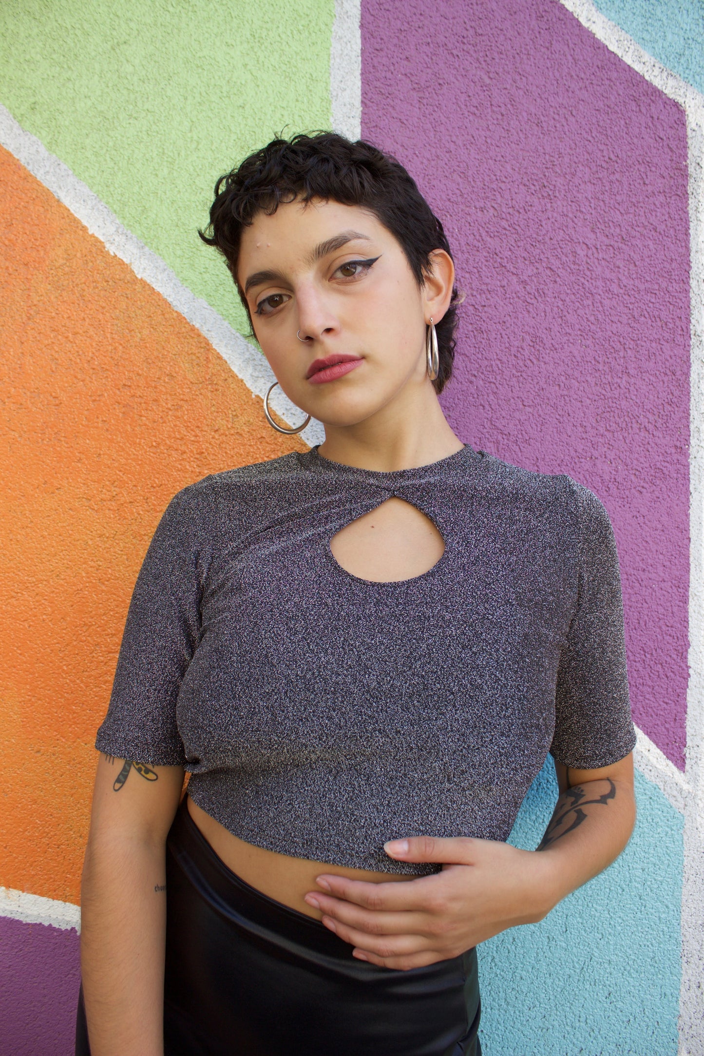 TOP GLITTER PLATEADO