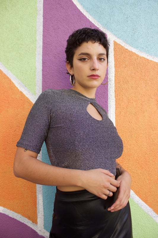 TOP GLITTER PLATEADO