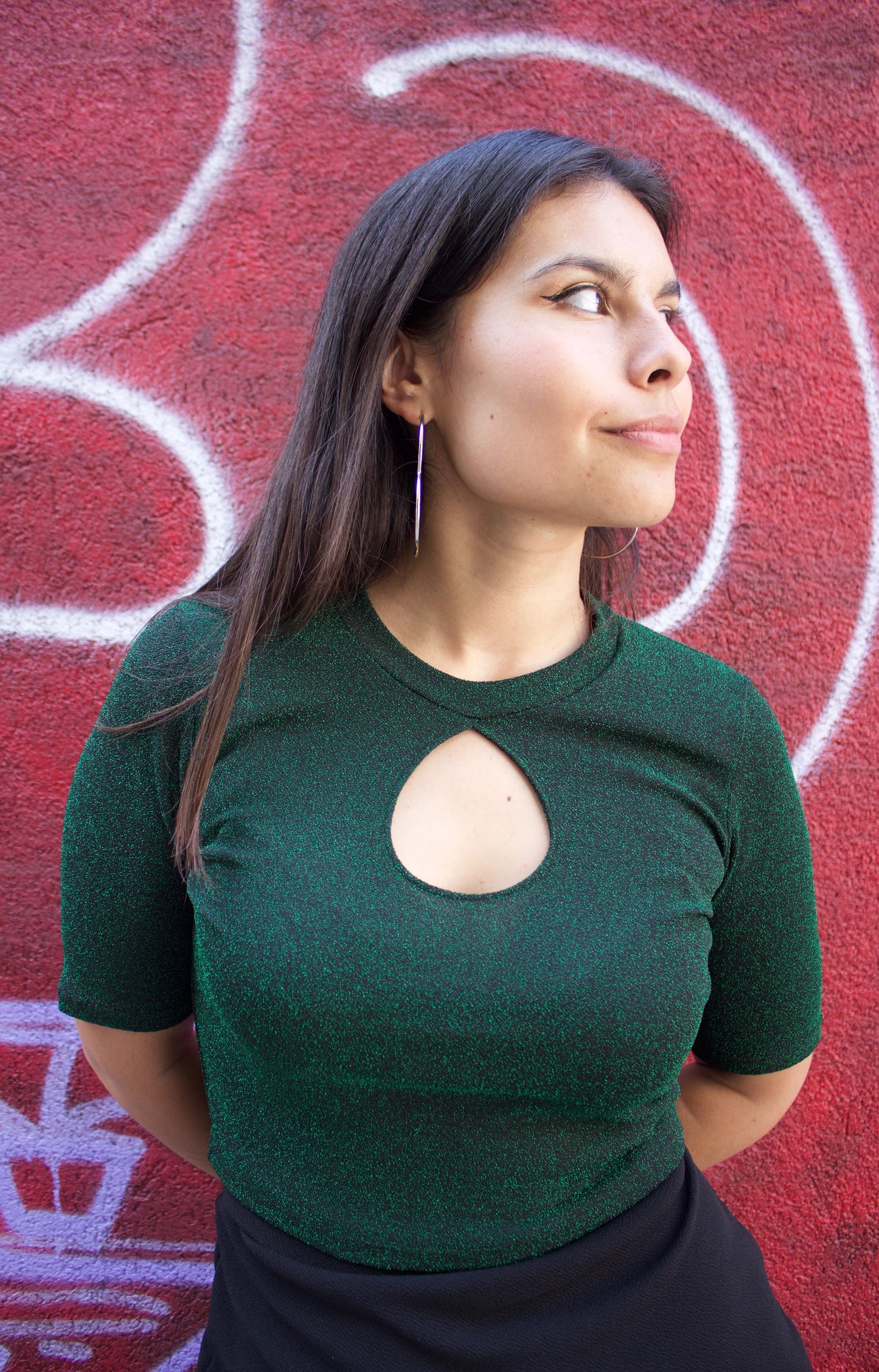 TOP GLITTER VERDE BOTELLA