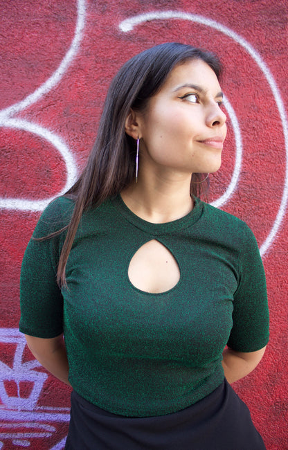 TOP GLITTER VERDE BOTELLA