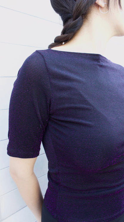 POLERA GLITTER BRILLOS MORADOS