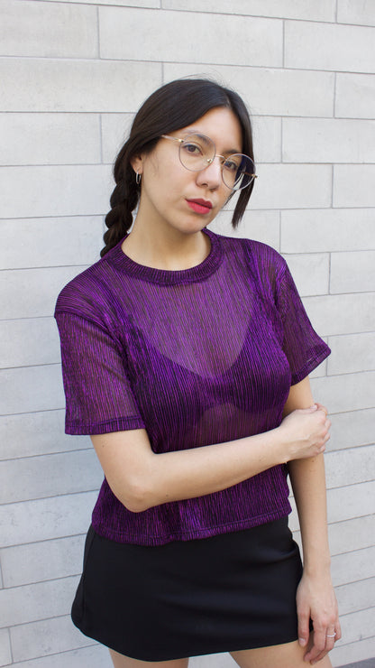 POLERA PLISADA MORADA