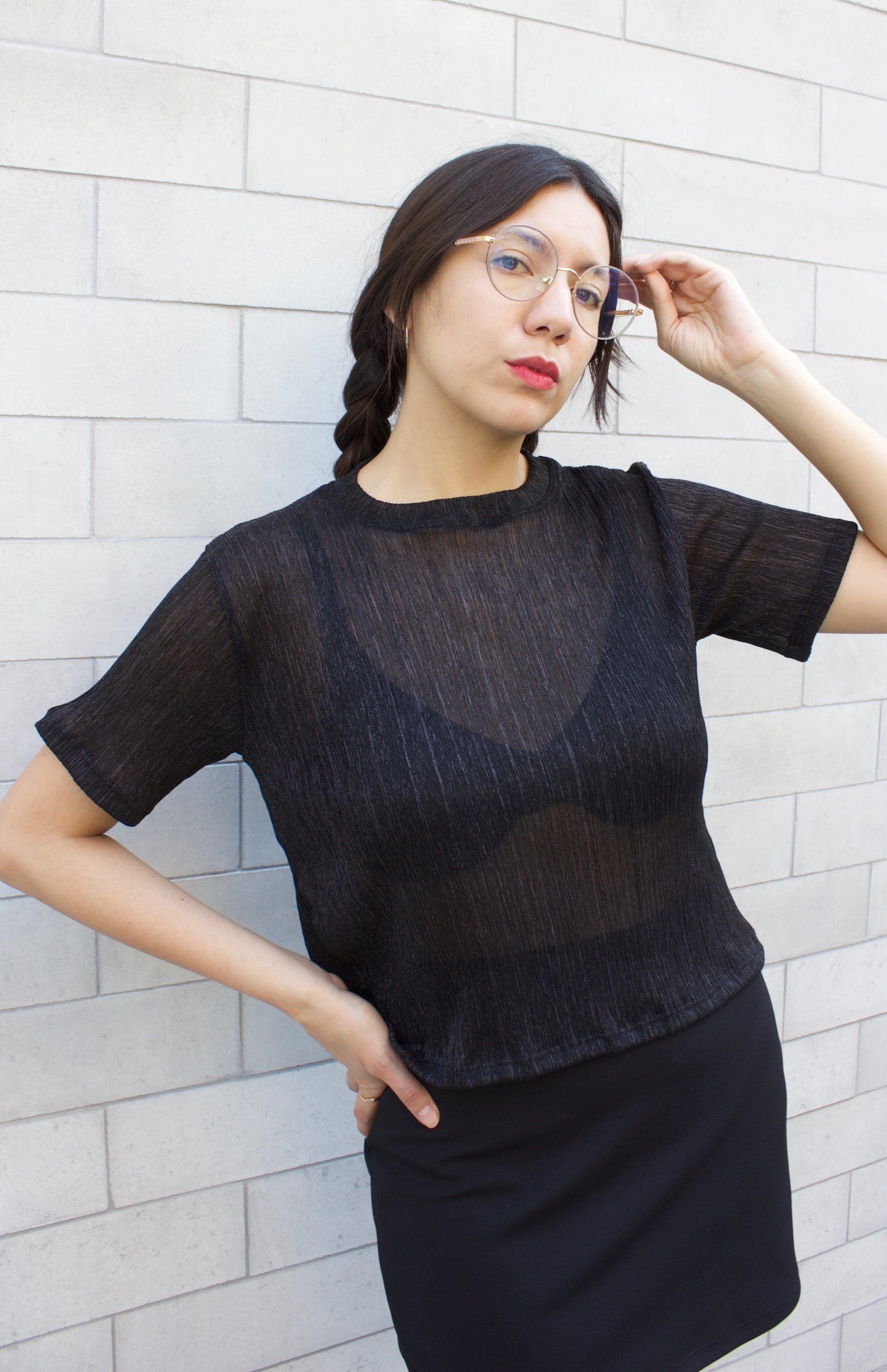 POLERA PLISADA NEGRA