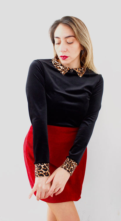 POLERA VELVET CUELLO PRINT