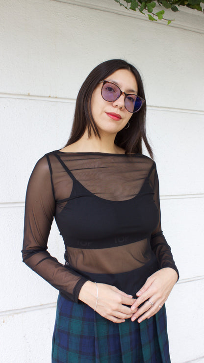 POLERA MESH MANGA LARGA