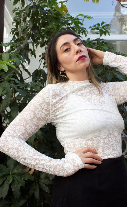 POLERA ENCAJE BLANCO