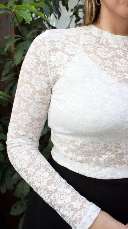 POLERA ENCAJE BLANCO