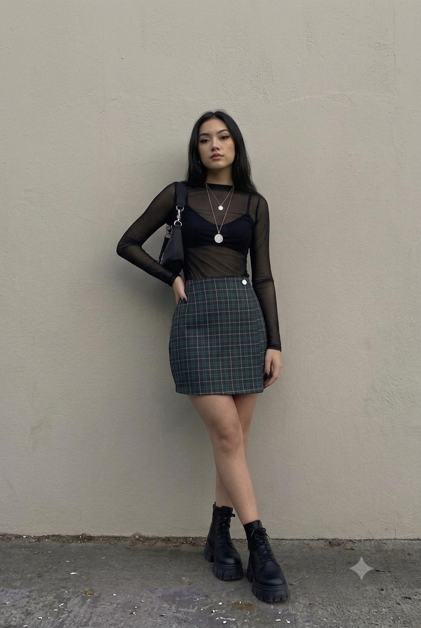 FALDA CRUZADA TARTÁN VERDE