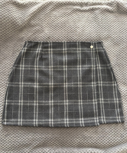 FALDA CRUZADA TARTÁN GRIS