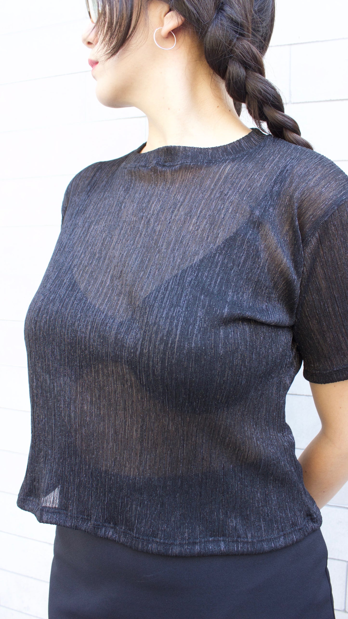 POLERA PLISADA NEGRA