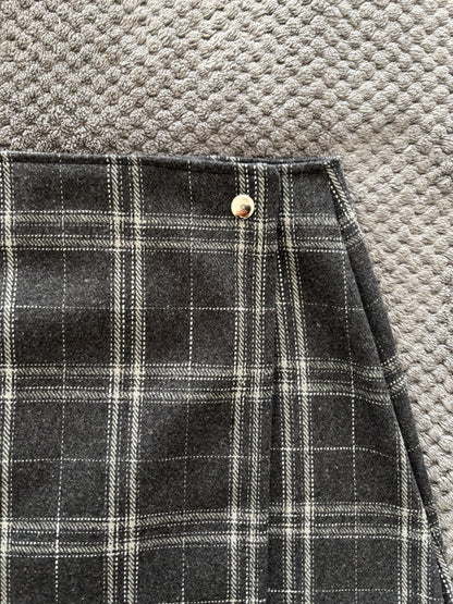 FALDA CRUZADA TARTÁN GRIS