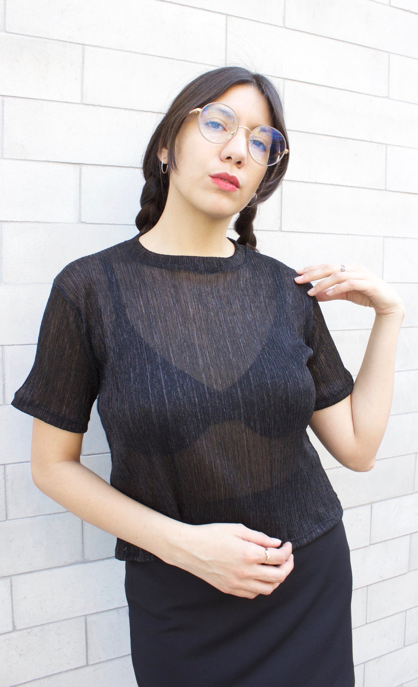 POLERA PLISADA NEGRA