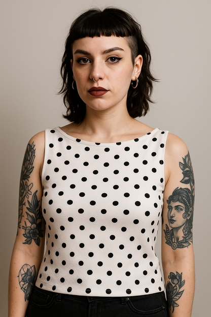 Top polka dots blanco