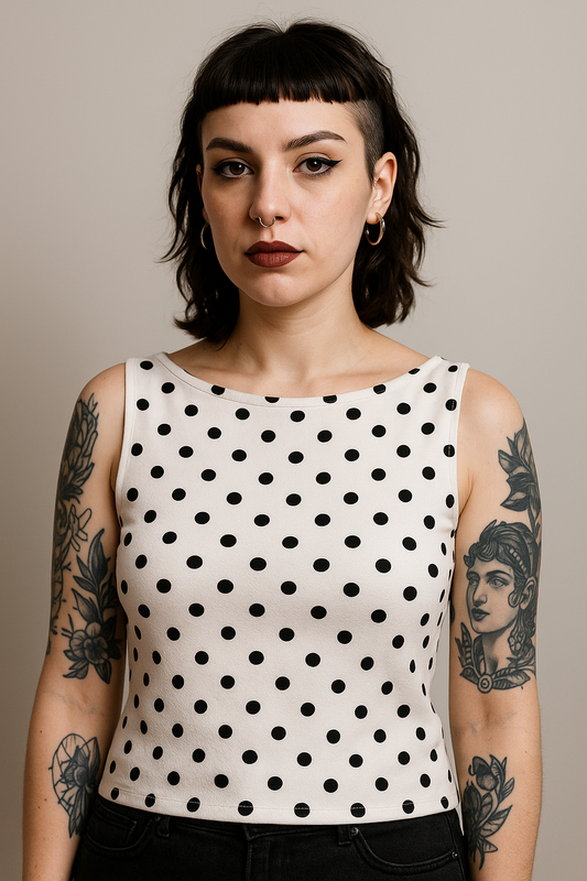 Top polka dots blanco