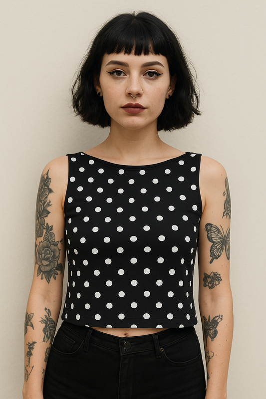 Top polka dots negro