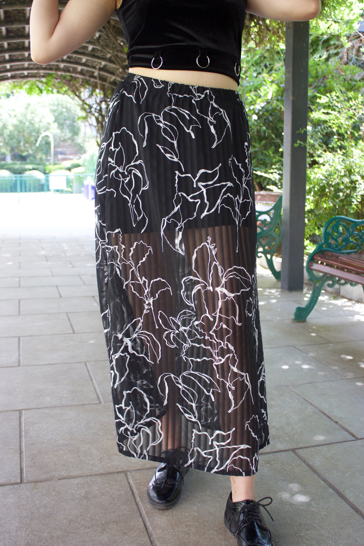 FALDA LARGA GASA FLOREADA