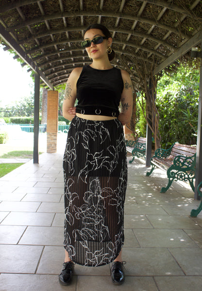 FALDA LARGA GASA FLOREADA