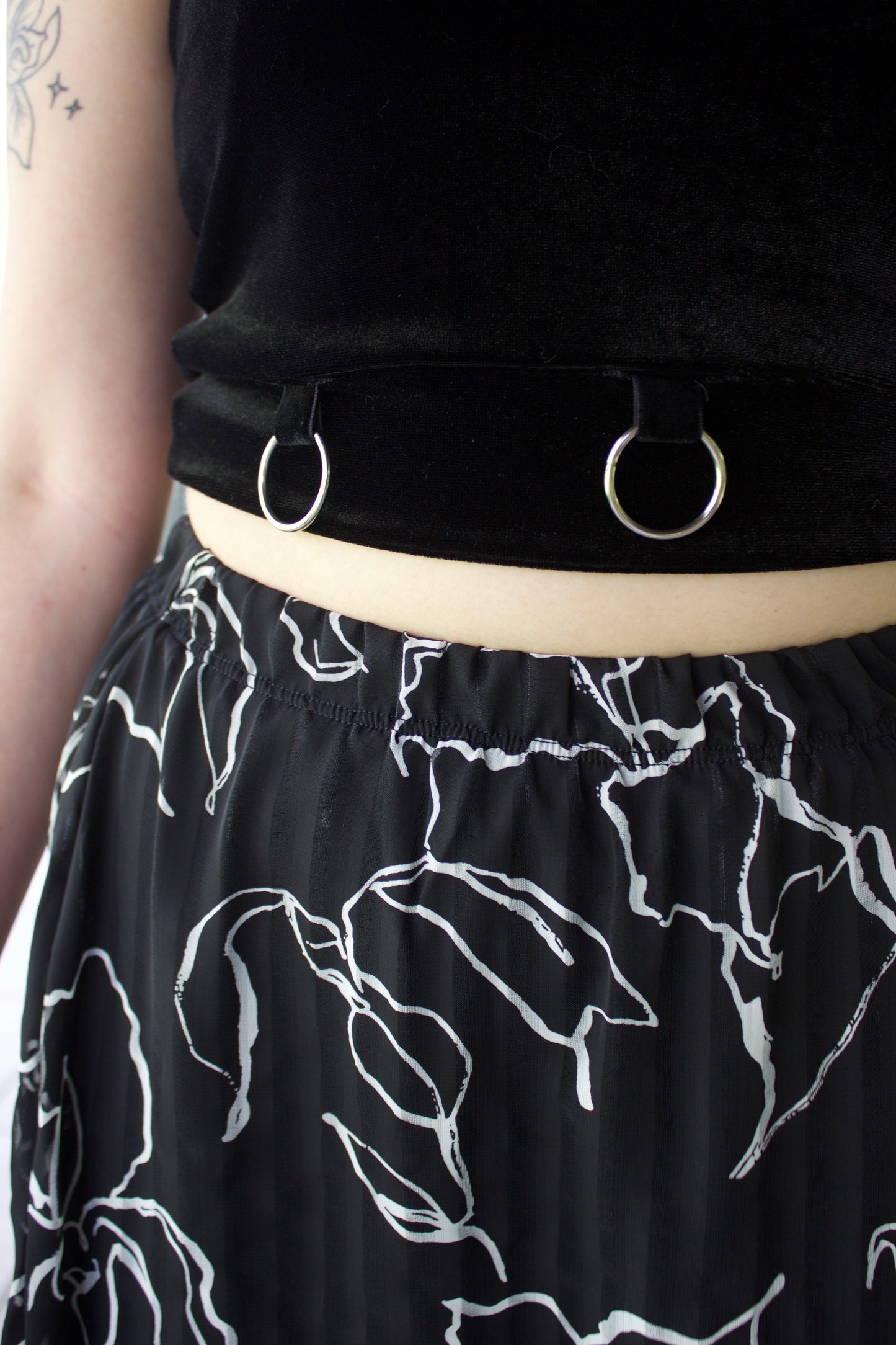 FALDA LARGA GASA FLOREADA